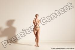 Nude Woman White Slim long brown Dancing Dynamic poses Pinup